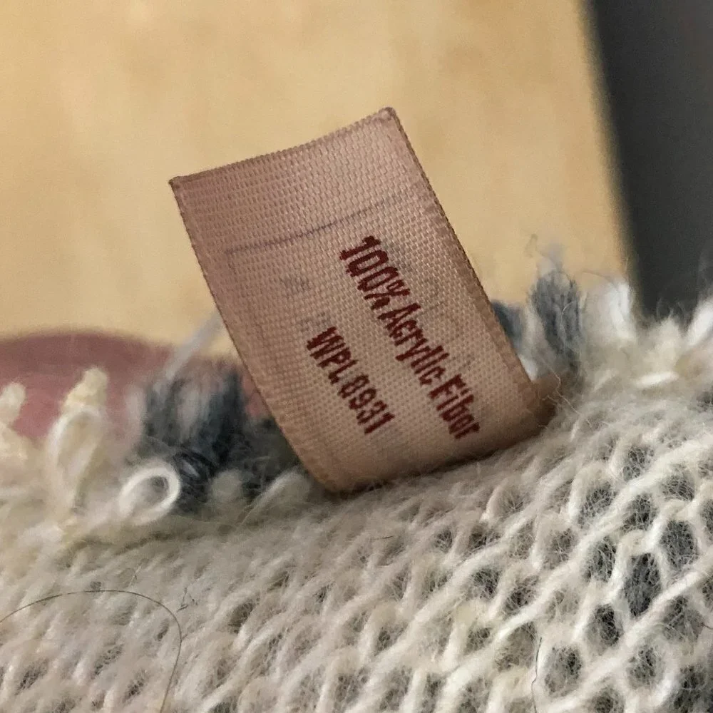 Vintage Aris Fair Isle Knit Beanie Unisex Beige Gray Black & Lavender Made USA